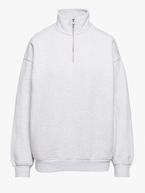 Aritzia Tna COZY FLEECE MEGA ¼ ZIP SWEATSHIRT, Size 1, Heather Cloud White